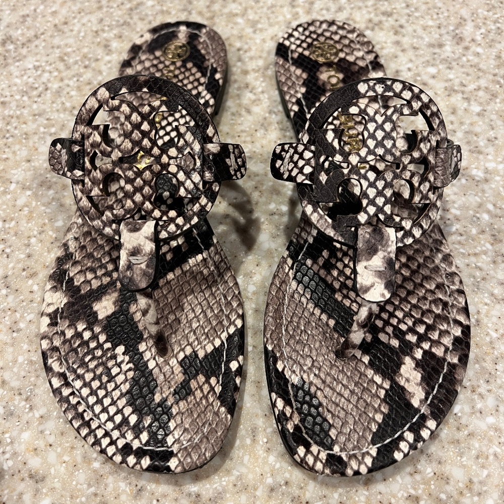 Tory Burch Miller Snake Pattern size 7 sandals